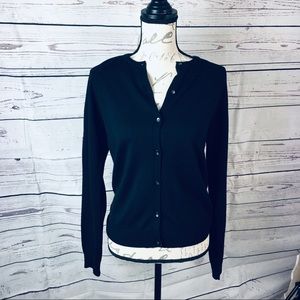 Ann Taylor button down Black Cardigan Sweater med
